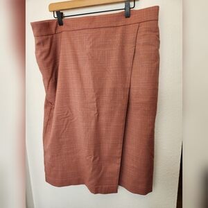 Ann Taylor Dusty Rose Crosshatch Pattern Pencil Skirt with Wrap Design